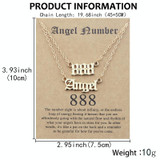 2 In 1 Angel Lucky Numbers Layered Necklace Set Women Collarbone Chain Jewelry, Style: Angel+8 Silver