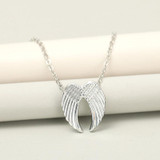 Angel Wings Necklace Guardian Angel Pendant Collar Chain Jewelry(Silver)
