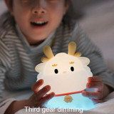 Dragon Silicone Sleeping Night Light Childrens Gift USB Rechargeable Ambient Lantern, Style: Pat Model(Colorful+Warm Yellow Light)