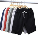 Cotton Linen Casual 5-point Sport Shorts Pants, Size: XXXXL(Black)