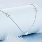 S925 Sterling Silver Platinum-plated Butterfly Female Clavicle Chain(BSN376)