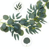 Artificial Greenery Eucalyptus Leaf Vine Simulation Rattan Home Decoration, Style: 1m Eucalyptus Gray White