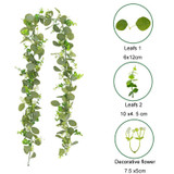 180cm Simulation Greenery Eucalyptus Ivy Leaf Rattan Hanging Fake Flower Decoration Rattan, Style: D Model