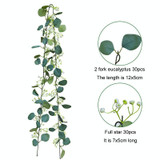 180cm Simulation Greenery Eucalyptus Ivy Leaf Rattan Hanging Fake Flower Decoration Rattan, Style: 60 Head A Model