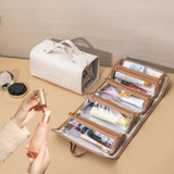 Portable Large Capacity Travel Detachable Folding Waterproof Cosmetic Bag(Milky White)