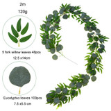 Artificial Greenery Eucalyptus Leaf Vine Simulation Rattan Home Decoration, Style: 2m Eucalyptus+5 Leaves Willow Green