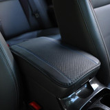 Car Center Console Cover Mat Fiber Leather Embossed Double Line Armrest Cover 32x19cm(Dark Blue)