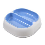 Square Dual Color Pet Double Bowl Anti-spill Cat and Dog Rice Bowl(Blue)