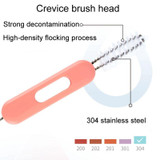 Multifunctional Straw Lid Cleaning Brush Nylon Stainless Steel Crevice Scrubber Comb(Pink)