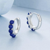 S925 Sterling Silver Platinum Plated Blue Daily Earrings(BSE984)