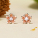 S925 Sterling Silver Platinum-plated Romantic Gradient Cherry Blossom Earrings(BSE992)