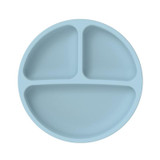 3 Compartments Baby Silicone Suction Cup Plate Childrens Complementary Feeding Bowl(Blue)