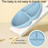 3 Compartments Baby Silicone Suction Cup Plate Childrens Complementary Feeding Bowl(Blue)