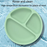 3 Compartments Baby Silicone Suction Cup Plate Childrens Complementary Feeding Bowl(Blue)