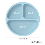 3 Compartments Baby Silicone Suction Cup Plate Childrens Complementary Feeding Bowl(Green)