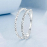 S925 Sterling Silver Platinum Plated Twist Double Layer Ring(No.8)