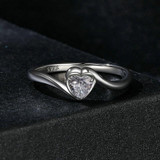 S925 Sterling Silver Platinum Plated Love Moissanite Ring, Size: No.8(MSR047)