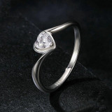 S925 Sterling Silver Platinum Plated Love Moissanite Ring, Size: No.8(MSR047)