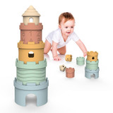 5 In 1 Stacking Teether Toddler Baby Grip Anti Teething Stacking Stacking Castle Kids Toys