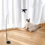 Suction Cup Funny Cat Wand Toy Cat Playing Pole Feather Set Pink