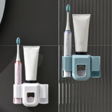 Electric Toothbrush Holder Automatic Toothpaste Squeezer Bathroom Wall Mounted Toothpaste Holder(Blue)