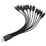 10 In 1 Multifunction USB Charging Cable For IPhone / PSP / Camera / Nokia / HTC / LG / Samsung(Black)