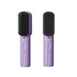 Negative Ion Hair Straightening Comb Cordless Mini 3-Speed Adjustment Hair Brush Purple 3200mA