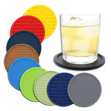 10cm Simple Round Thickened Silicone Coaster Anti-Slip Heat Insulation Anti-Scald Tea Cup Table Mat, Color: Stripe Gray