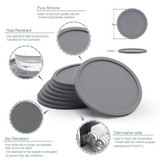 10cm Simple Round Thickened Silicone Coaster Anti-Slip Heat Insulation Anti-Scald Tea Cup Table Mat, Color: Stripe Gray