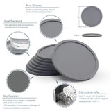 10cm Simple Round Thickened Silicone Coaster Anti-Slip Heat Insulation Anti-Scald Tea Cup Table Mat, Color: Stripe Black