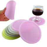 Round Luminous Silicone Coaster Thermal Insulation Cushion Anti-Scald Glowing Coffee Coasters(Pink)