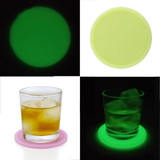 Round Luminous Silicone Coaster Thermal Insulation Cushion Anti-Scald Glowing Coffee Coasters(Pink)