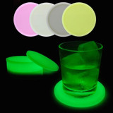 Round Luminous Silicone Coaster Thermal Insulation Cushion Anti-Scald Glowing Coffee Coasters(Pink)