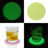 Round Luminous Silicone Coaster Thermal Insulation Cushion Anti-Scald Glowing Coffee Coasters(Yellow)