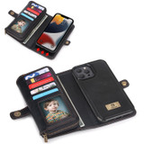 For iPhone 13 mini Multi-functional Zipper Wallet Leather Phone Case(Black)