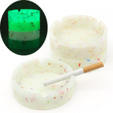 8.3x2.3x0.5cm Round Silicone Luminous Ashtray Fluorescent Car Ashtray(White)