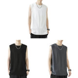 Men Summer Outdoor Vest Basketball Fitness Sports Sleeveless Crew Neck Shirt, Size: L(Dark Gray)