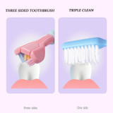 YALINA Three Sided Toothbrush Soft Hair 360 Degree V Shaped Toothbrush A22 Kids Blue 