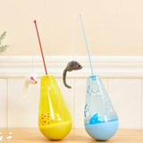 Cat Toy Ball Cat Stick Self-stimulation Boredom Relief Food Leakage Tumbler(Water Drop Yellow)