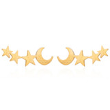 Simple Moon Star Stud Earrings for Women Birthday Gift Jewelry(Gold)