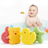 Baby Bathing Wood Pulp Sponge Cute Cartoon Soft Bath Sponge Bath Scrubber, Model: Little Star