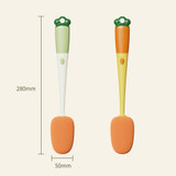 Long Handle Household Multifunctional Cup Washing Brush Carrot Shape 3 In 1 Cleaning Brush(Green)
