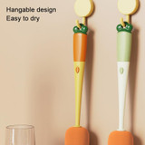 Long Handle Household Multifunctional Cup Washing Brush Carrot Shape 3 In 1 Cleaning Brush(Green)