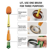 Long Handle Household Multifunctional Cup Washing Brush Carrot Shape 3 In 1 Cleaning Brush(Green)