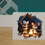 3D Cartoon Mouse Wall Stickers Home Kitchen Animal Decorative Decals, Model: CT70163G-T