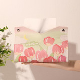 Oil Printed Leather Tissue Box Living Room Decorative Tissue Storage Bag, Color: Blue Rose