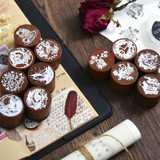 Round Wooden Stamps Vintage DIY Handbook Multifunctional Decorative Stamps, Style: Dessert