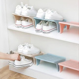 Household Storage Shoes Rack Double Shoes Tray Plastic One Piece Simple Shoes Organizer(Apricot)