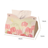 Oil Printed Leather Tissue Box Living Room Decorative Tissue Storage Bag, Color: Purple