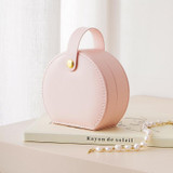 Jewelry Storage Case Portable Handbag Necklace Ring Earrings Travel Jewelry Box(Pink)